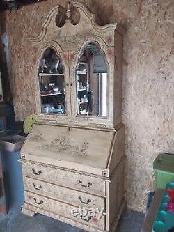 Late 20 Century Vintage Regency Chinoiserie Mirrored Secretary Desk