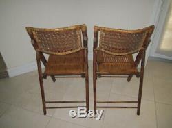 Late 20 th Century Tortoise folding Bamboo Cane folding Patio or Lawn Pair