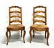 Late 20th C. Distressed French Country Dining Side Chairs with Rush Seats Pair A