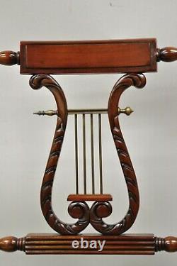 Late 20th C. Duncan Phyfe Regency Empire Style Hairy Paw Feet Brass Lyre Bench
