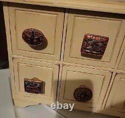 Late 20th Century Antiqued And Distressed Solid Wood Six Drawer Tabletop Chest