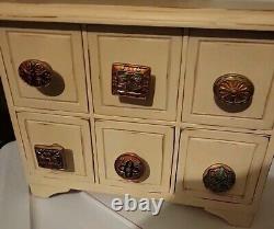 Late 20th Century Antiqued And Distressed Solid Wood Six Drawer Tabletop Chest