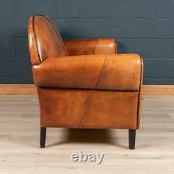 Late 20th Century Art Deco Style Dutch Two Seater Sheepskin Leather Sofa