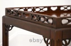 Late 20th Century Banded Mahogany Chippendale Coffee Table with Fretwork Gallery