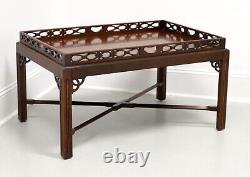 Late 20th Century Banded Mahogany Chippendale Coffee Table with Fretwork Gallery