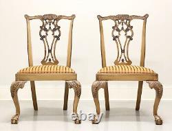 Late 20th Century Carved Chippendale Dining Side Chairs Pair