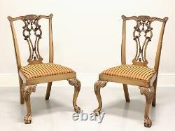 Late 20th Century Carved Chippendale Dining Side Chairs Pair