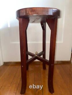 Late 20th Century Cherry with Brass Insert Candle Stand Side Table Kettle Stand