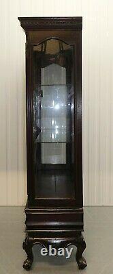 Late 20th Century Display Glazed Cabinet On Cabriole Legs & Glass Shelves