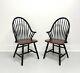 Late 20th Century Distressed Black Windsor Armchairs Pair