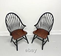 Late 20th Century Distressed Black Windsor Armchairs Pair