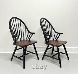 Late 20th Century Distressed Black Windsor Armchairs Pair