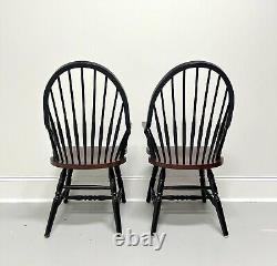 Late 20th Century Distressed Black Windsor Armchairs Pair