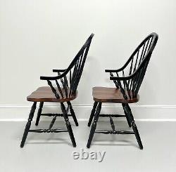 Late 20th Century Distressed Black Windsor Armchairs Pair