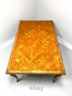 Late 20th Century Distressed Wood French Country Parquetry Drawtop Dining Table