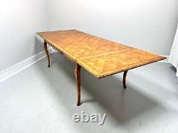 Late 20th Century Distressed Wood French Country Parquetry Drawtop Dining Table