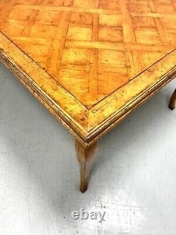 Late 20th Century Distressed Wood French Country Parquetry Drawtop Dining Table