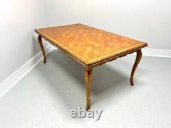 Late 20th Century Distressed Wood French Country Parquetry Drawtop Dining Table