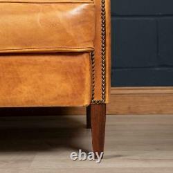 Late 20th Century Dutch Two Seater Tan Sheepskin Leather Sofa