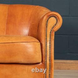 Late 20th Century Dutch Two/three Seater Tan Sheepskin Leather Sofa