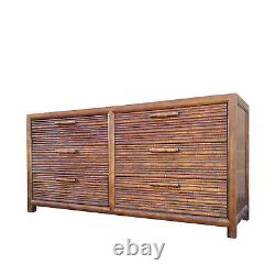 Late 20th Century Faux Bamboo & Oak Lowboy Double Dresser by CENTURY FURNITURE
