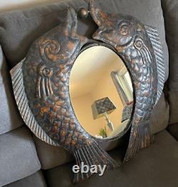 Late 20th Century Maitland Smith Style Asian Fish Metal Wall Mirror