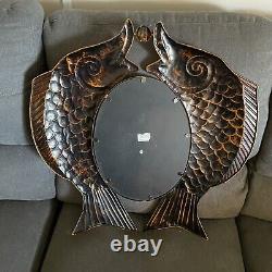 Late 20th Century Maitland Smith Style Asian Fish Metal Wall Mirror