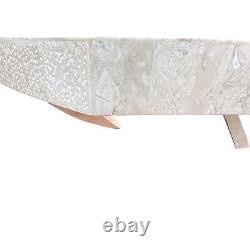 Late 20th Century Maitland Smith White 3 Legged Tessellated Stone Coffee Table