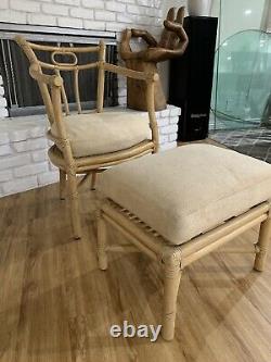 Late 20th Century McGuire Louge chairs and Ottoman Desiges by Andrew Delfino