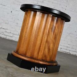 Late 20th Century Neoclassic Revival Walnut Toned Wood & Black Column End Table