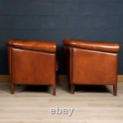 Late 20th Century Pair Of Dutch Sheepskin Leather Tub Chairs