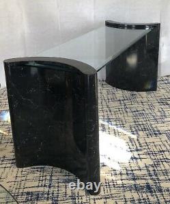 Late 20th Century Postmodern Faux Marble and Beveled Glass Console Table