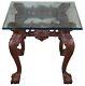 Late 20th Century Scalloped Mahogany & Glass Chippendale Ball & Claw Side Table