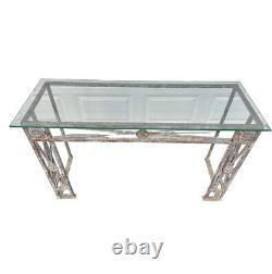 Late 20th Century Verdigris Style Console Table With Removable Glass Top
