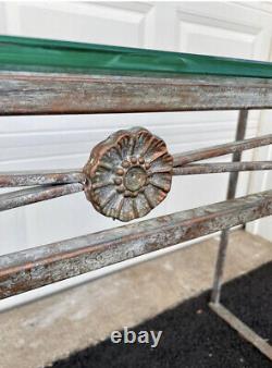Late 20th Century Verdigris Style Console Table With Removable Glass Top