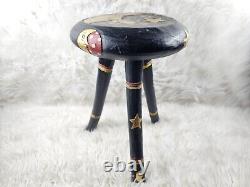 Late 20th Century Vintage Celestial Folk Art Stool For SaleVintage, hand painted