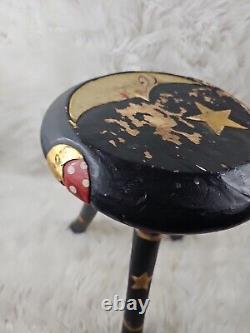 Late 20th Century Vintage Celestial Folk Art Stool For SaleVintage, hand painted