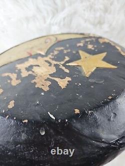 Late 20th Century Vintage Celestial Folk Art Stool For SaleVintage, hand painted