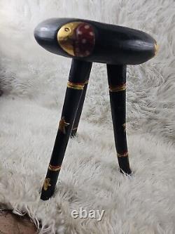 Late 20th Century Vintage Celestial Folk Art Stool For SaleVintage, hand painted