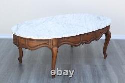 Late 20th Century Vintage Louis XV Style Coffee Table With Marble Top