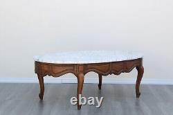 Late 20th Century Vintage Louis XV Style Coffee Table With Marble Top
