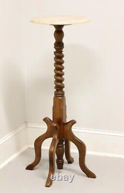 Late 20th Century Walnut Marble Top Victorian Barley Twist Plant Stand