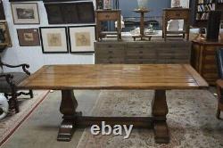 Late 20th Century Walnut Plank Trestle-Base Dining Table (AF1-242)