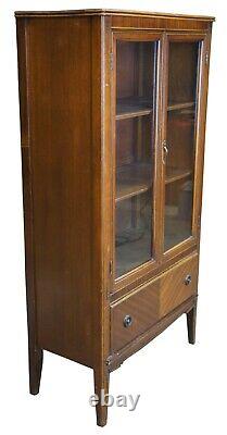 Late Art Deco Walnut Library Bookcase Curio or China Display Cabinet