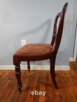 Late Empire Mahogany Chair with Carved splat and turned legs