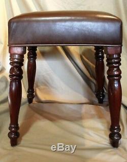 Late Regency or Wm. IV Period Mahogany Leather Upholstered Footstool c. 1835