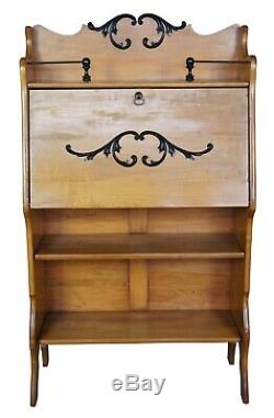Late Victorian Antique Walnut Secretary Desk & Bookcase Drop Front Arts & Crafts