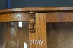 Late Victorian Bow Front Oak Curio China Display Cabinet Empire Ball & Claw Foot