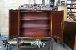 Late Victorian Carved Mahogany Music Cabinet Ball & Claw Foot Backsplash Dry Bar