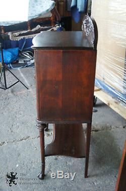 Late Victorian Carved Mahogany Music Cabinet Ball & Claw Foot Backsplash Dry Bar